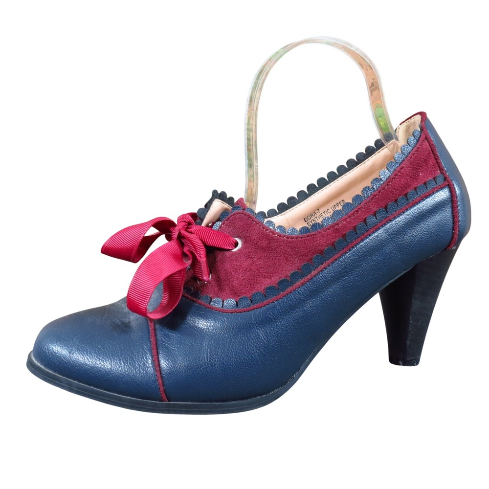 Chase + Chloe Dora-7 Womens Pump Sz 10 Dress Office Navy Blue Burgundy Synthetic